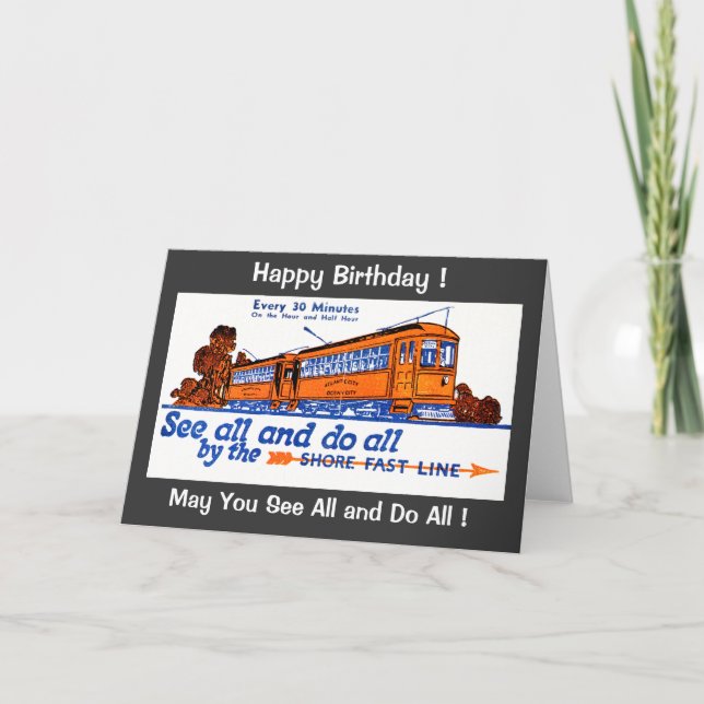 The Shore Fast Line Trolley Service Birthday Card (Front)