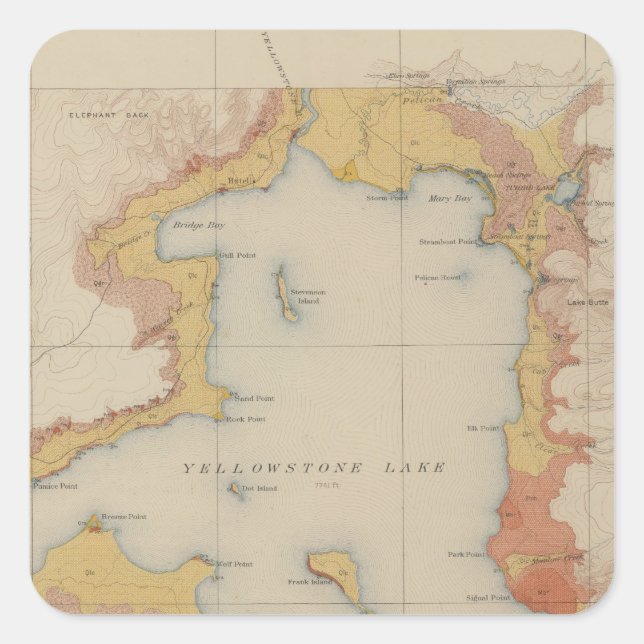 The Shores of Yellowstone Lake Square Sticker (Front)