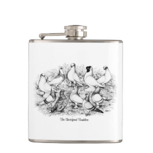 The Short-faced Tumbler Pigeons Hip Flask