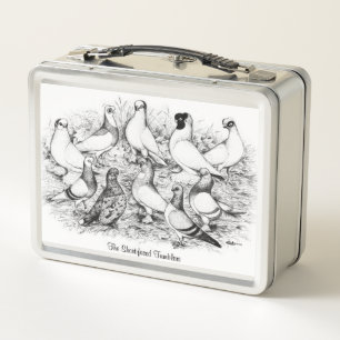The Short-faced Tumbler Pigeons Metal Lunch Box