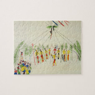 The Shoshone Sun Dance (pigment on muslin) Jigsaw Puzzle