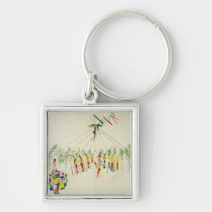 The Shoshone Sun Dance (pigment on muslin) Key Ring