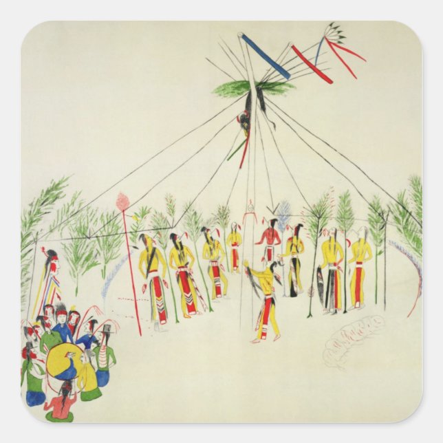 The Shoshone Sun Dance (pigment on muslin) Square Sticker (Front)