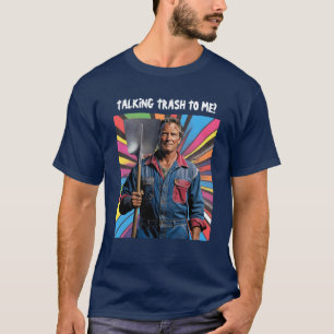 The Shovel Man. Bright text. 1 line. Customisable T-Shirt