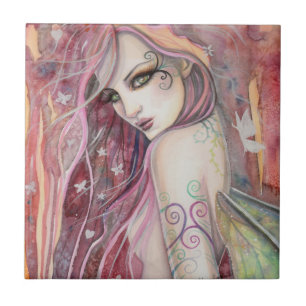 The Shy Flirt Modern Fairy Fantasy Art Ceramic Tile