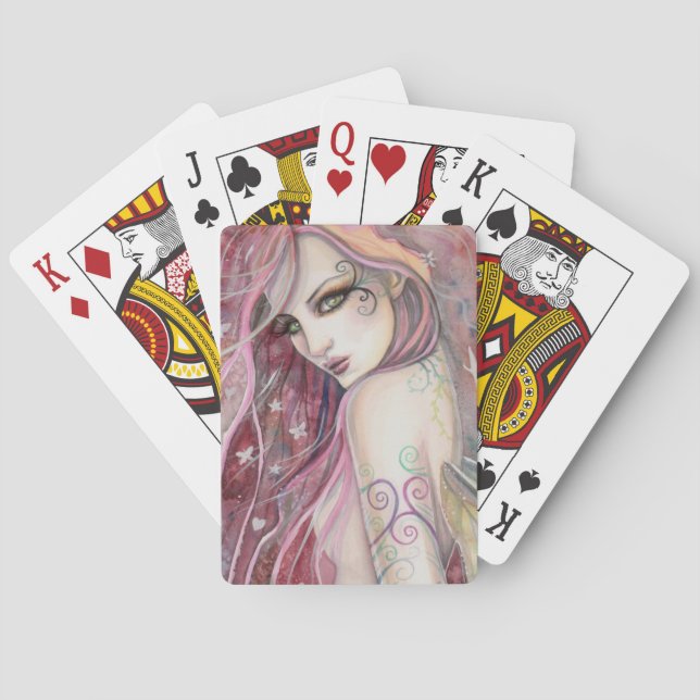 The Shy Flirt Modern Fairy Fantasy Art Playing Cards (Back)