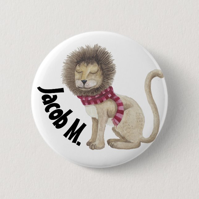 The Shy Lion Personalised 6 Cm Round Badge (Front)