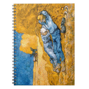 The Siesta (1890) landscape art Van Gogh spiral Notebook