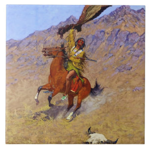 “The Signal” Western Art by Frederic Remington Ceramic Tile