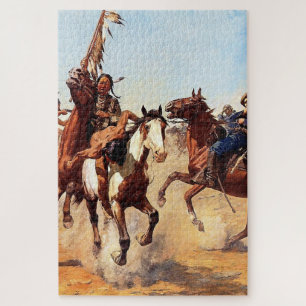 “The Silenced War Whoop” by Charles Schreyvogel Jigsaw Puzzle