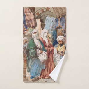 “The Silk Bazaar” art hand towel