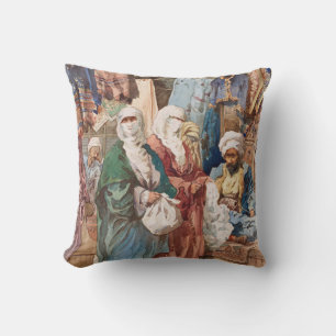 “The Silk Bazaar” art throw pillows