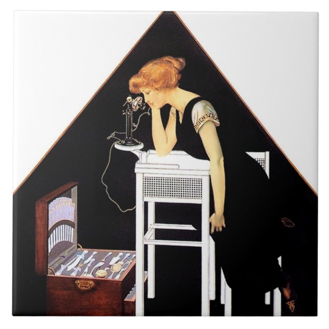 The Silver Chest by C Coles Phillips Ceramic Tile (Front)