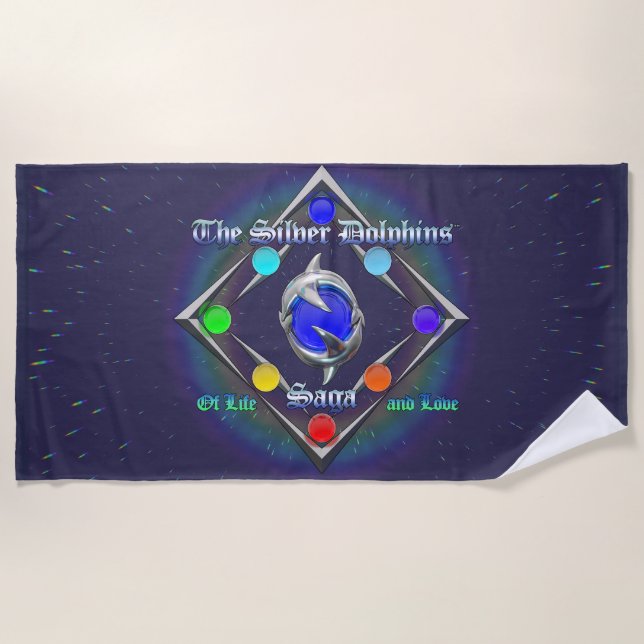The Silver Dolphins Saga: Of life and Love Logo Beach Towel (Front)