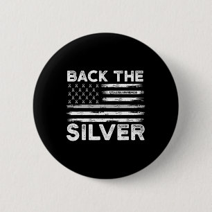 The Silver Dyslexia Awareness Flag Silver Ribbon  6 Cm Round Badge