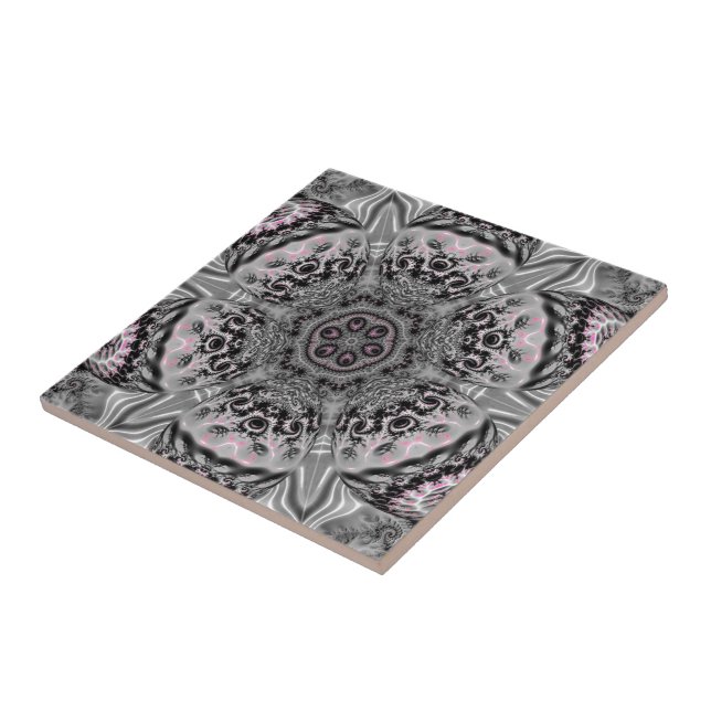 The Silver Fractal Garden Ceramic Tile (Side)