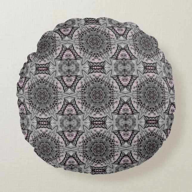 The Silver Fractal Garden Round Cushion (Front)