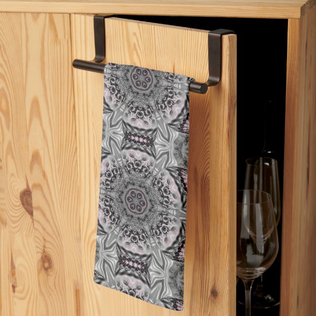 The Silver Fractal Garden Tea Towel (Thirds Fold)