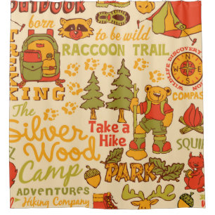 The Silver Wood Camp,cute characters seamless patt Shower Curtain