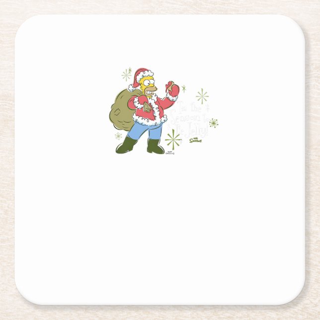 The Simpsons Christmas Tis The Jelly Season Square Paper Coaster (Front)