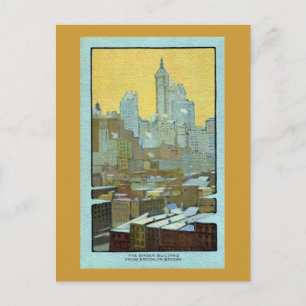 The Singer Building From Brooklyn Bridge Postcard