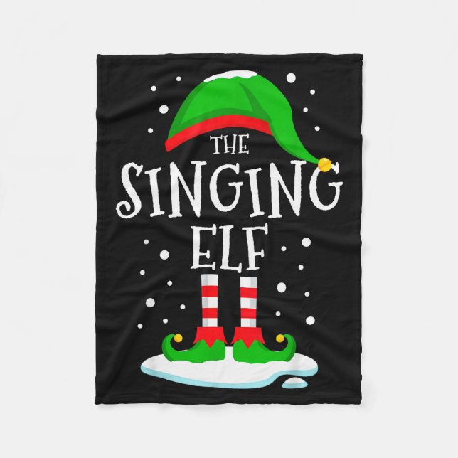 The Singing Elf Christmas Family Matching Xmas Sin Fleece Blanket (Front)