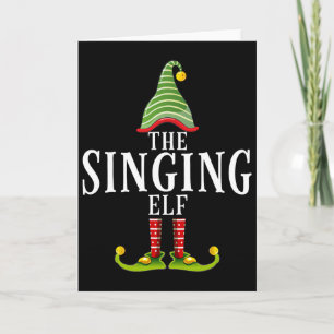 The Singing Elf Funny Matching Pajama Xmas Card