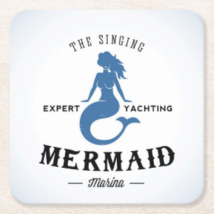 The Singing Mermaid Poster Square Paper Coaster