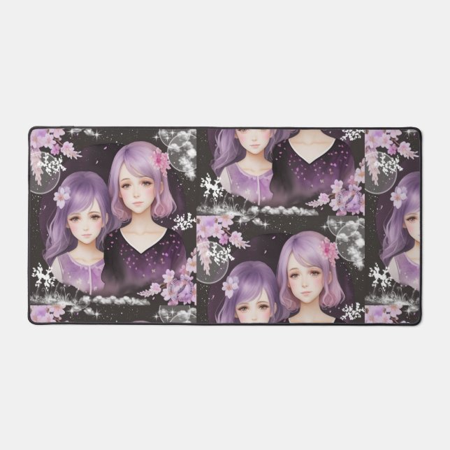 The sisters Lavendel & Sakura Desk Mat (Front)