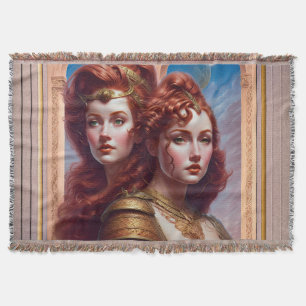 The Sisters Red AI Concept Art by Xzendor7 Throw Blanket