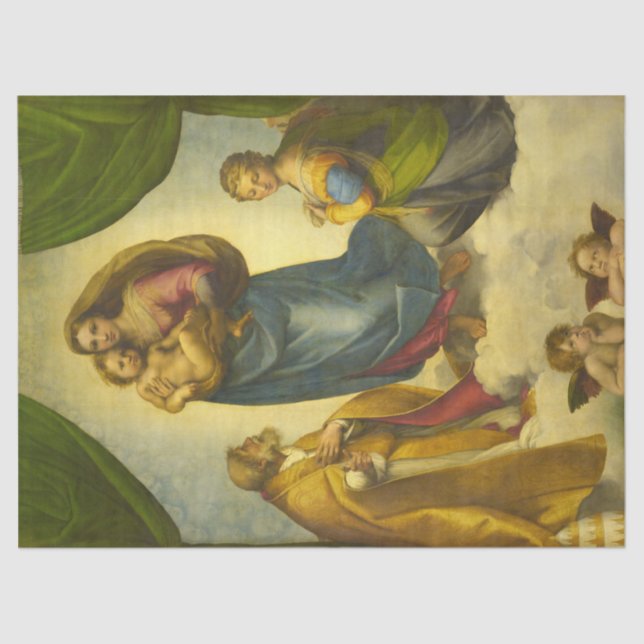 The Sistine Madonna by Raphael Tissue Paper (Front)