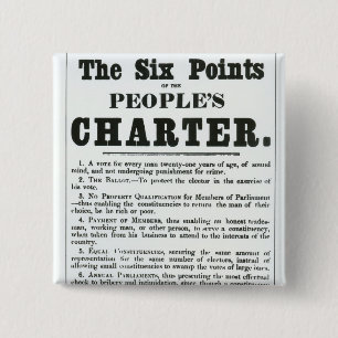 The Six Points of the People's Charter 15 Cm Square Badge
