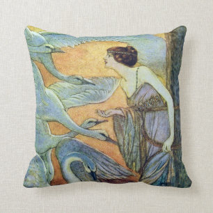 The Six Swans Eleanore Abbott Fine Art Cushion