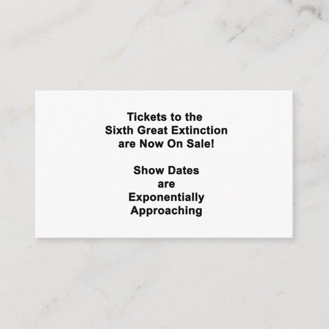 The Sixth Great Extinction Enclosure Card (Front)