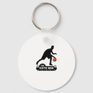 The Sixth Man Basketball Silhouette  Key Ring