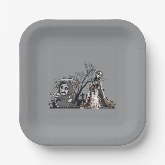  The Skeleton and the Corpse Bride. Paper Plate (Front)