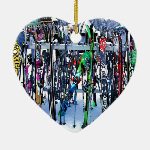 The Ski Party - Skis and Poles Ceramic Ornament