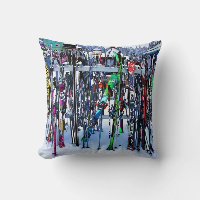 The Ski Party - Skis and Poles Cushion (Front)