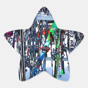 The Ski Party - Skis and Poles Star Sticker