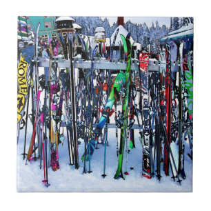 The Ski Party - Skis and Poles Tile