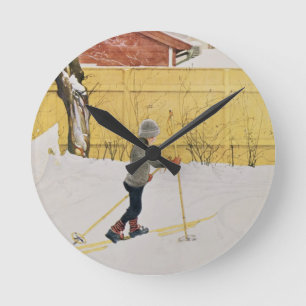 The Skier, c.1909 Round Clock