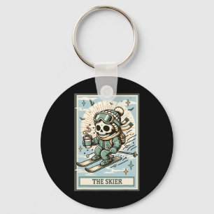 The Skier Skeleton Card Skiing Gift Spooky Season Key Ring