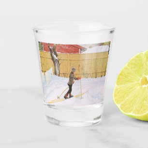 The Skier (Young Boy With Skis) (Winter Scene) Shot Glass