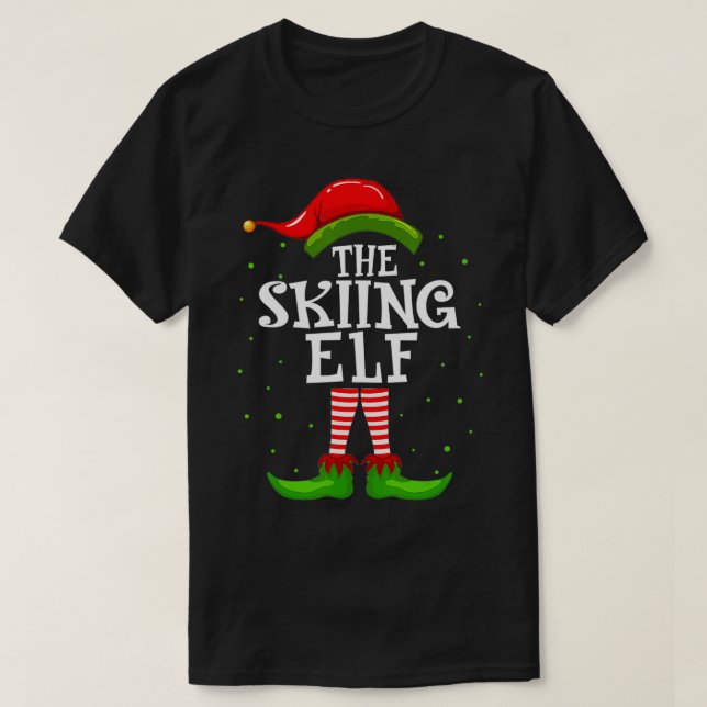 The Skiing Elf Christmas Matching Family Pajama Co T-Shirt (Design Front)