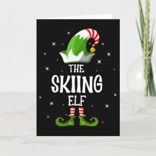 The Skiing Elf Family Matching Group Christmas Card