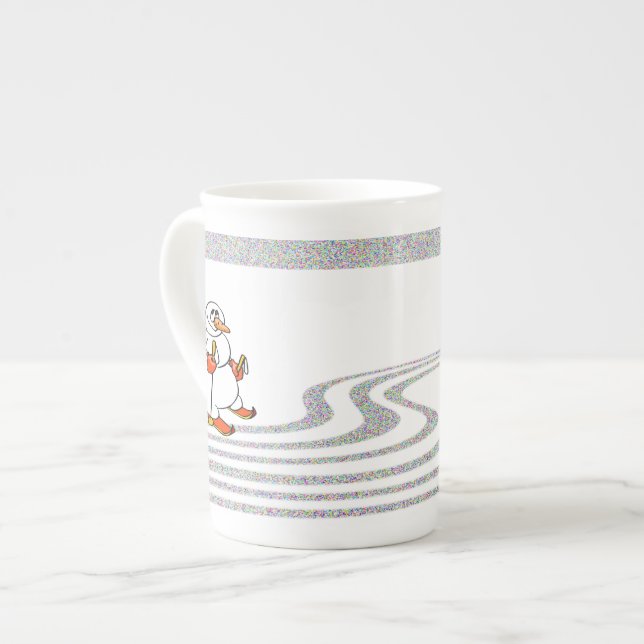 The Skiing Snowman - Bone China Mug (Front Left)
