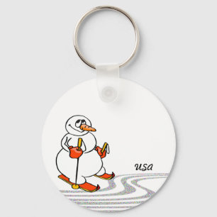 The Skiing Snowman - Key Ring