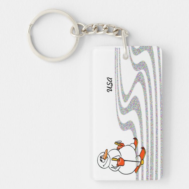 The Skiing Snowman - Key Ring (Front)