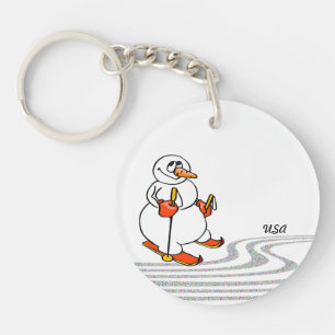 The Skiing Snowman - Key Ring