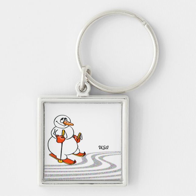The Skiing Snowman - Key Ring (Front)